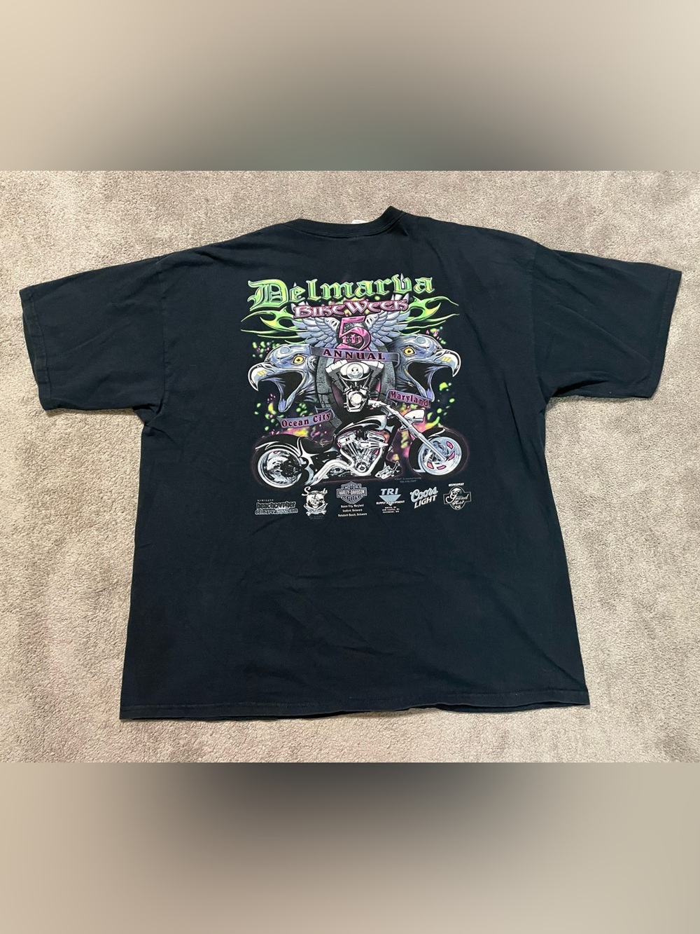 Delmarva Bike Week 2005 5th Annual T Shirt Mens 2XL Ocean City MD Biker Harley
